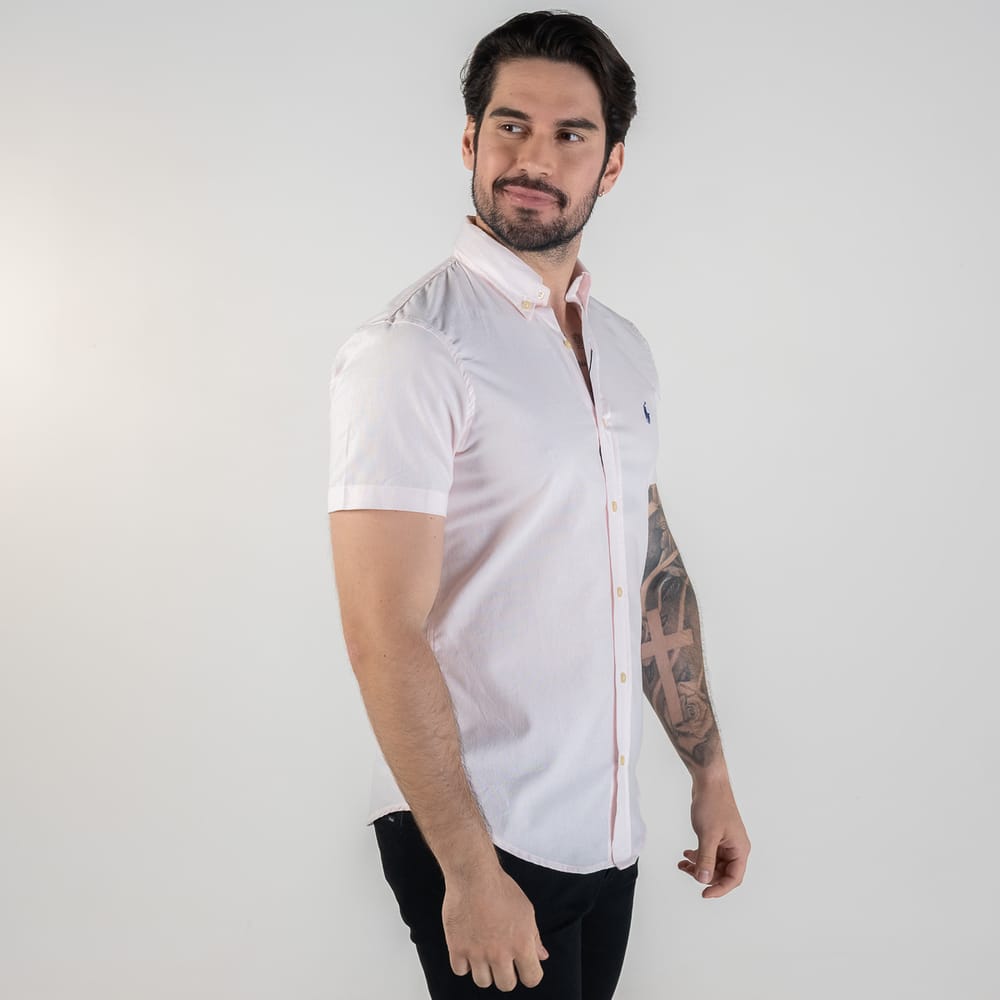 Camisa Hombre Rosada Pastel Manga Corta - Norva Select