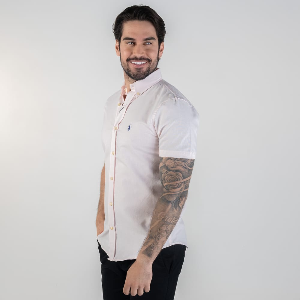 Camisa Hombre Rosada Pastel Manga Corta - Norva Select