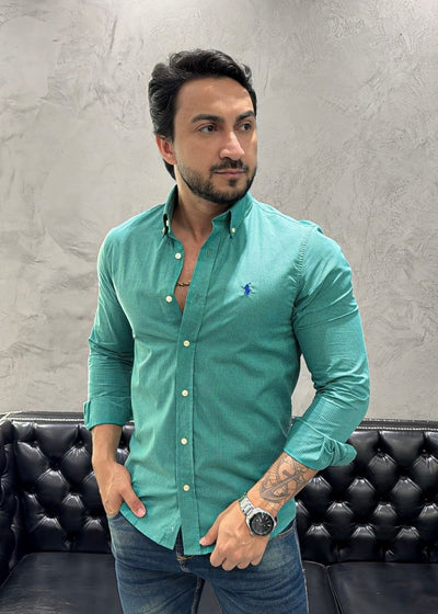Camisa Hombre Verde Micro Cuadros - Norva Select