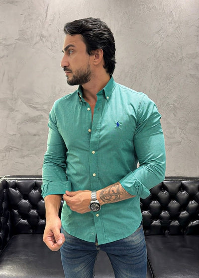 Camisa Hombre Verde Micro Cuadros - Norva Select