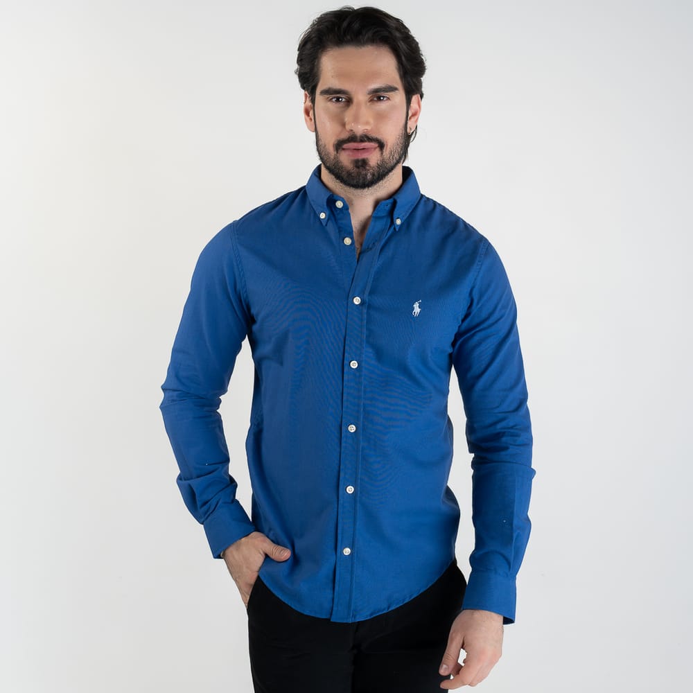 Camisa Hombre Azul Rey Clásica