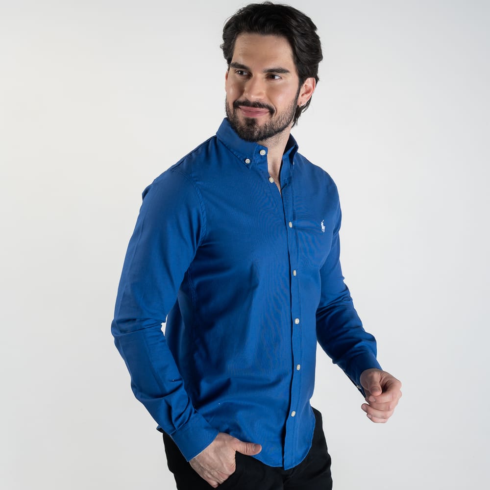 Camisa Hombre Azul Rey Clásica