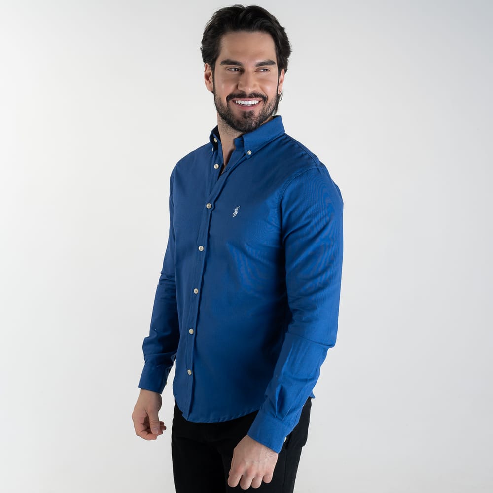 Camisa Hombre Azul Rey Clásica