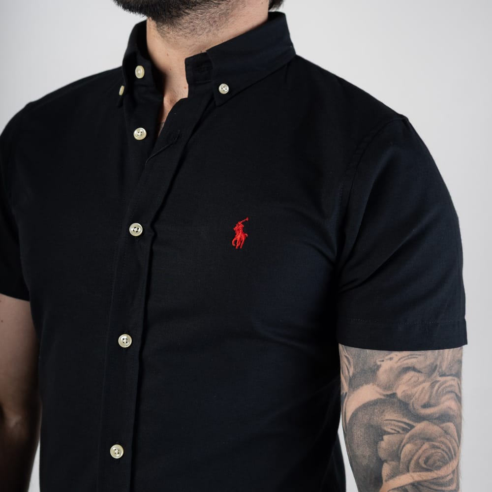 Camisa Hombre Negra Manga Corta