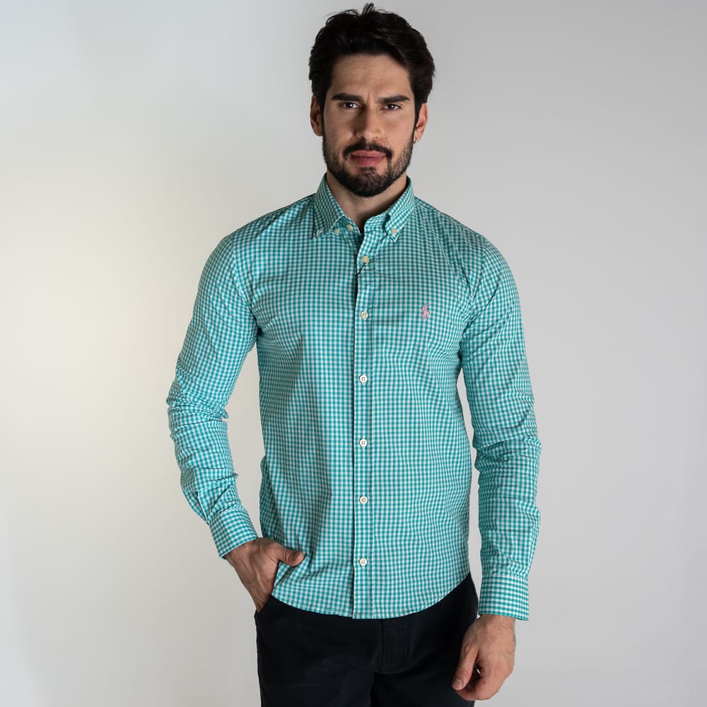 Camisa Hombre Aguamarina a Cuadros