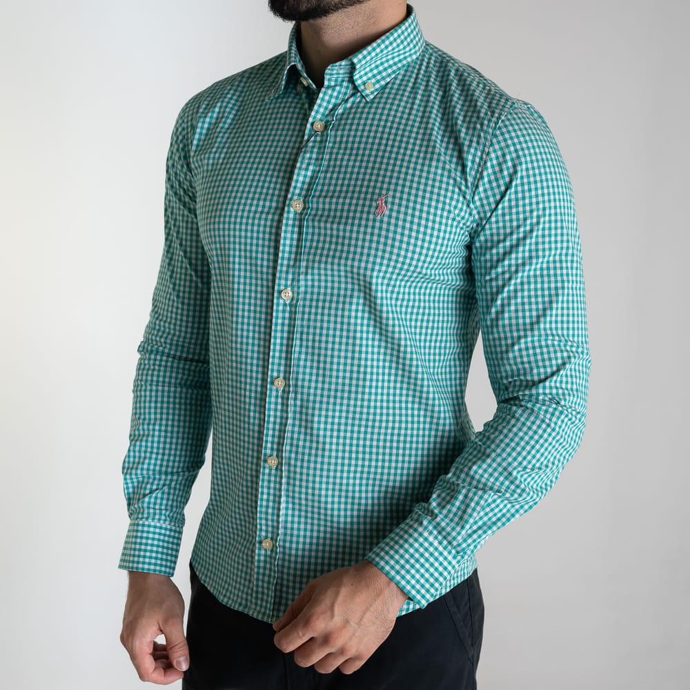 Camisa Hombre Aguamarina a Cuadros