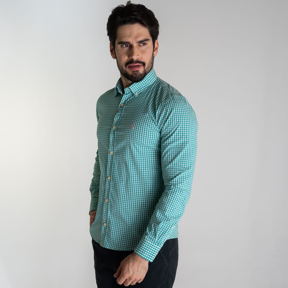 Camisa Hombre Aguamarina a Cuadros
