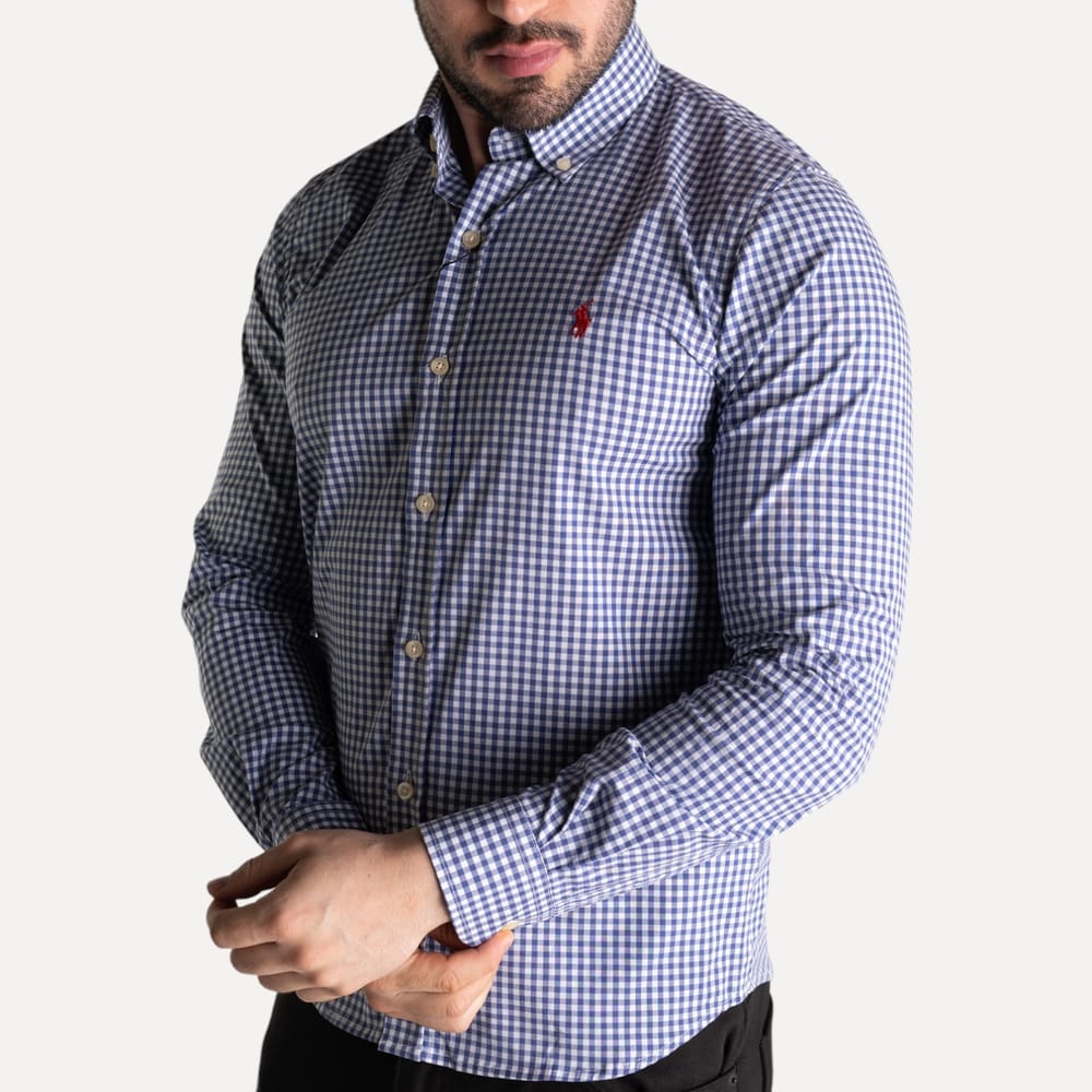 Camisa Hombre Azul Oscuro a Cuadros
