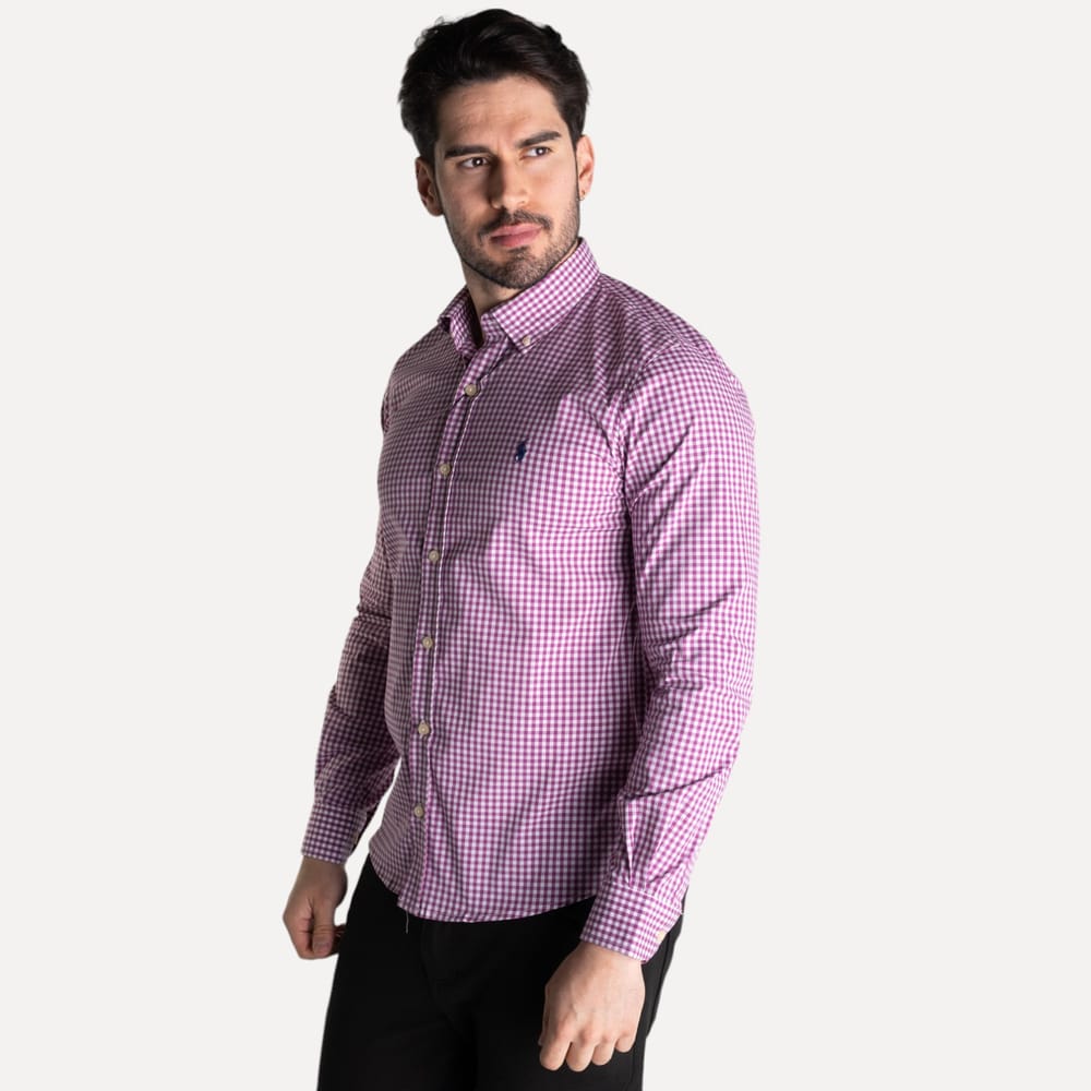 Camisa Hombre Morados a Cuadros