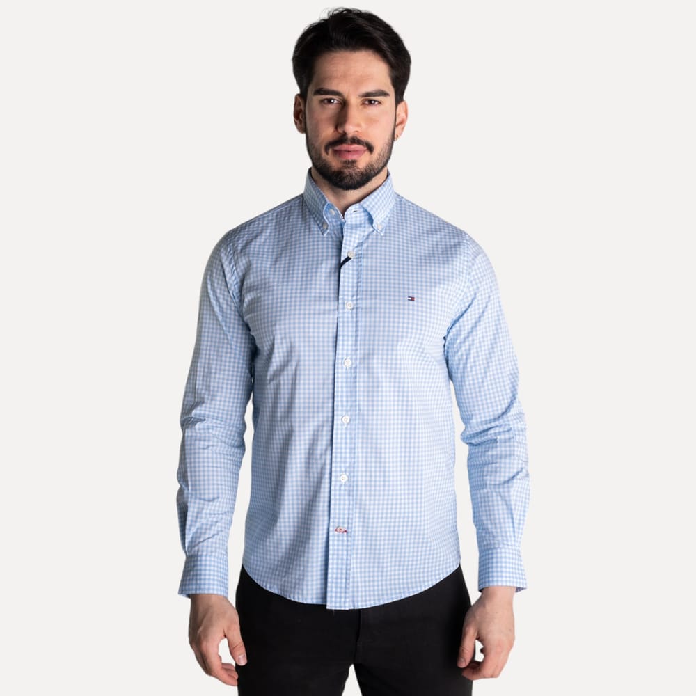Camisa Hombre azul cielo a Cuadros TM