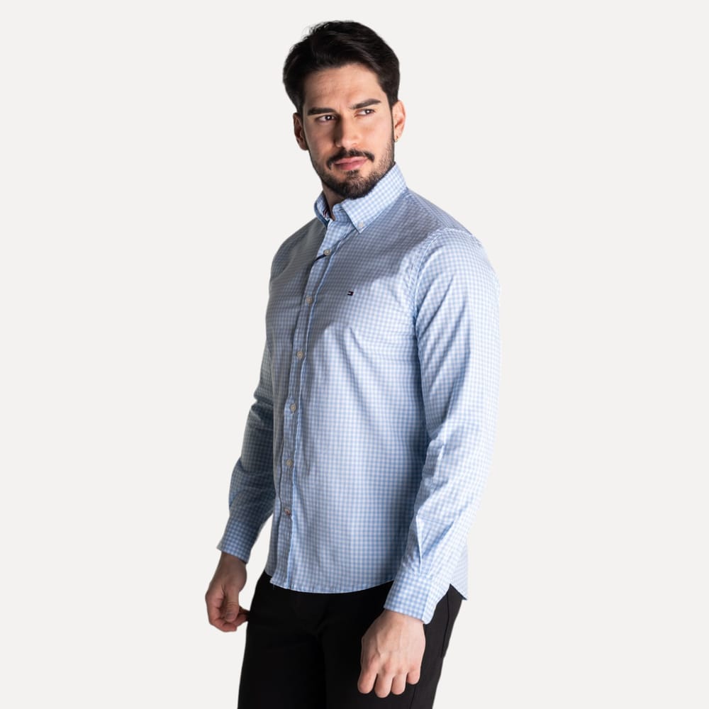 Camisa Hombre azul cielo a Cuadros TM