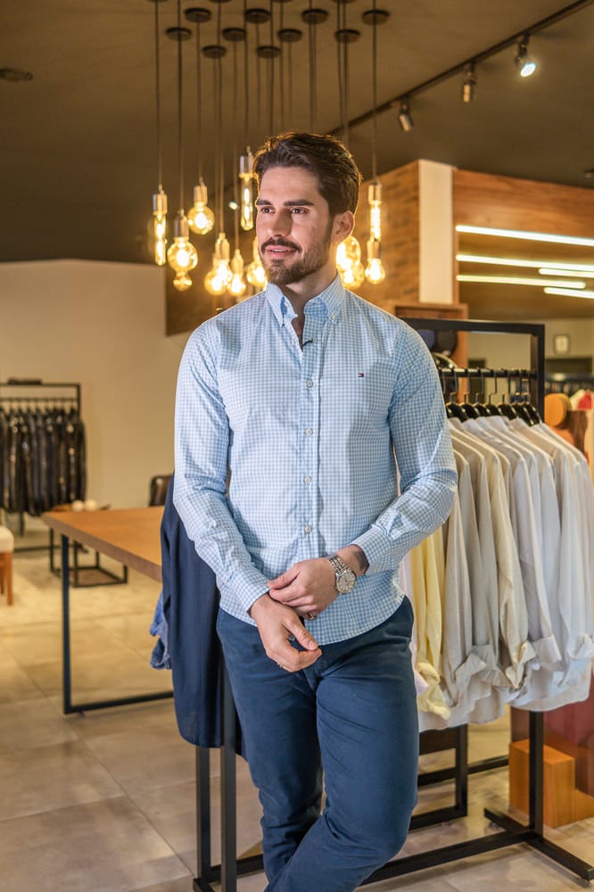 Camisa Hombre azul cielo a Cuadros TM