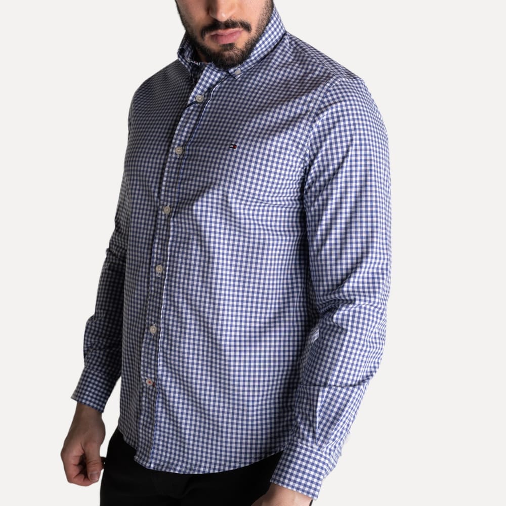 Camisa Hombre Oscura a Cuadros TM