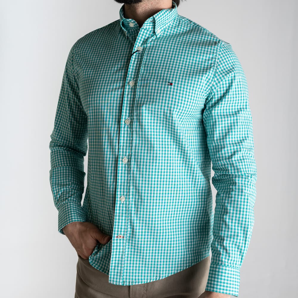 Camisa Hombre Aguamarina a Cuadros TM