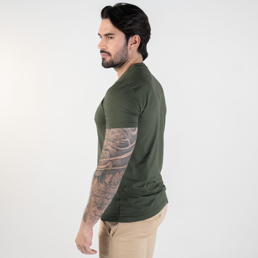 Camiseta Basica Verde Militar Clasica - Norva Select
