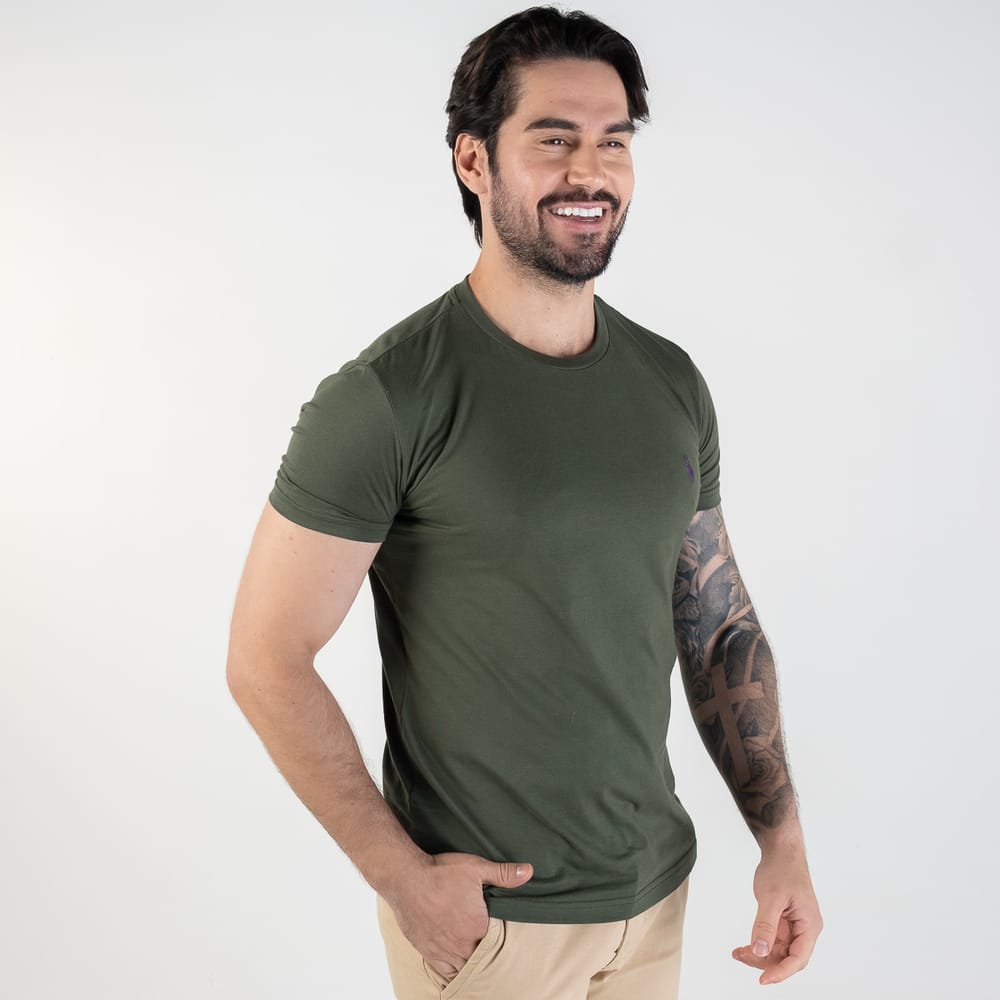 Camiseta Basica Verde Militar Clasica - Norva Select