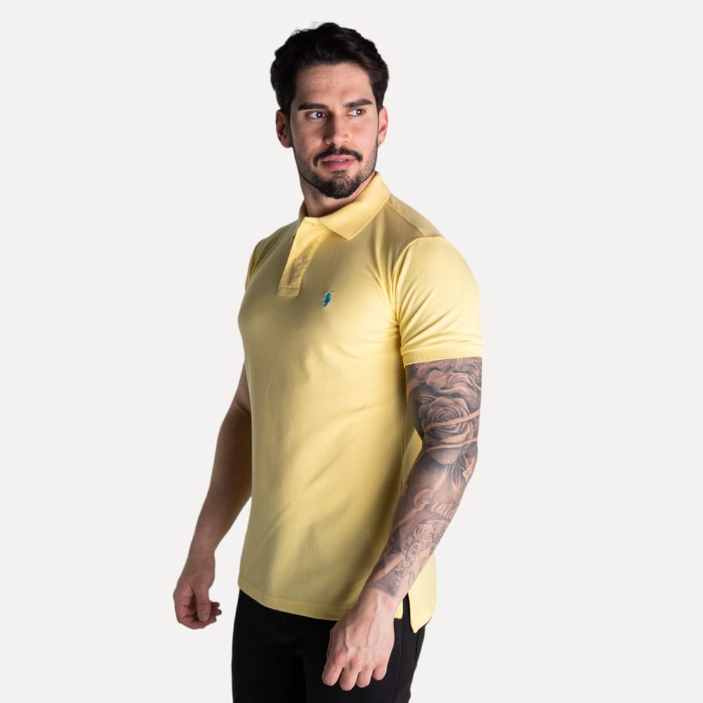 Camiseta Tipo Polo Amarilla Pastel Clasica - Norva Select