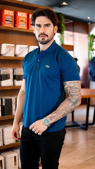 Camiseta Tipo Polo Azul Oscuro LC - Norva Select