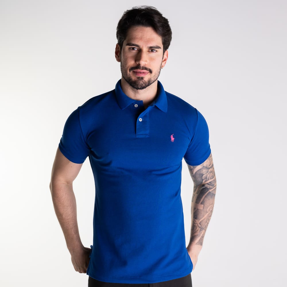Camiseta Tipo Polo Azul Rey Clasica - Norva Select