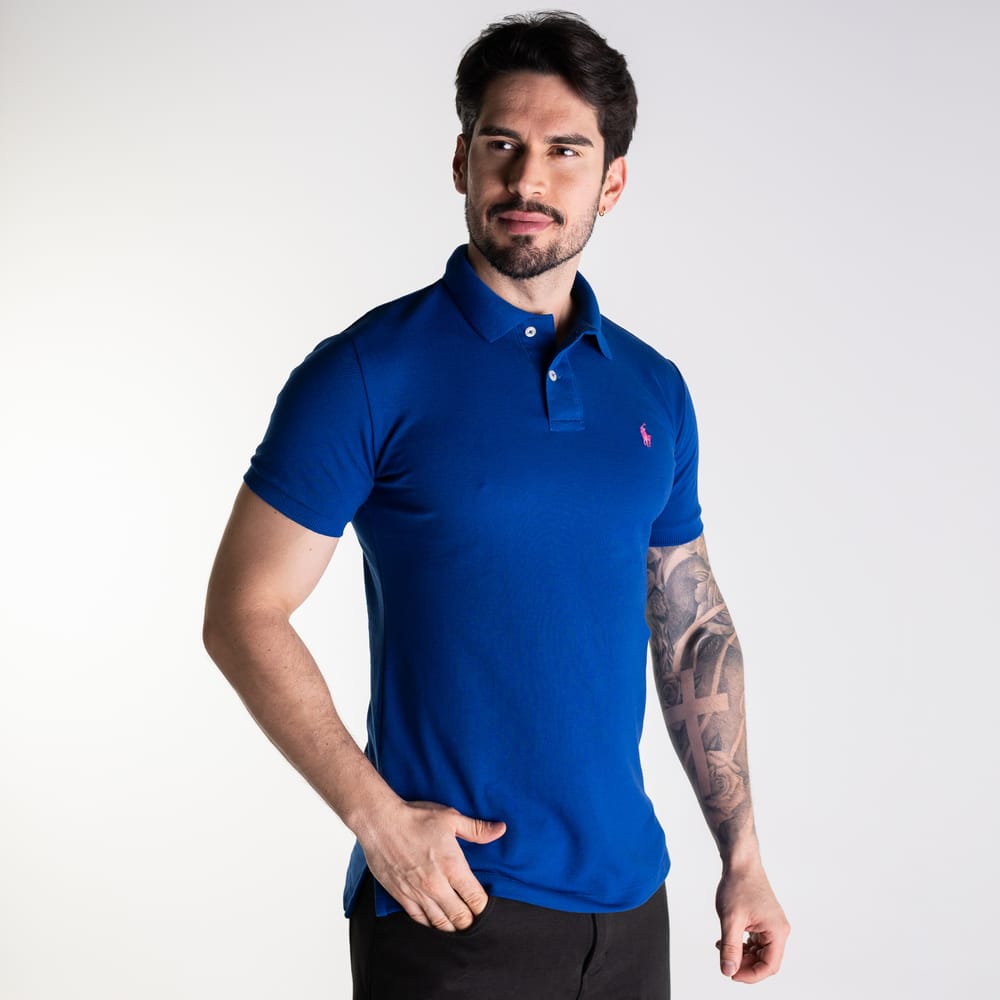 Camiseta Tipo Polo Azul Rey Clasica - Norva Select