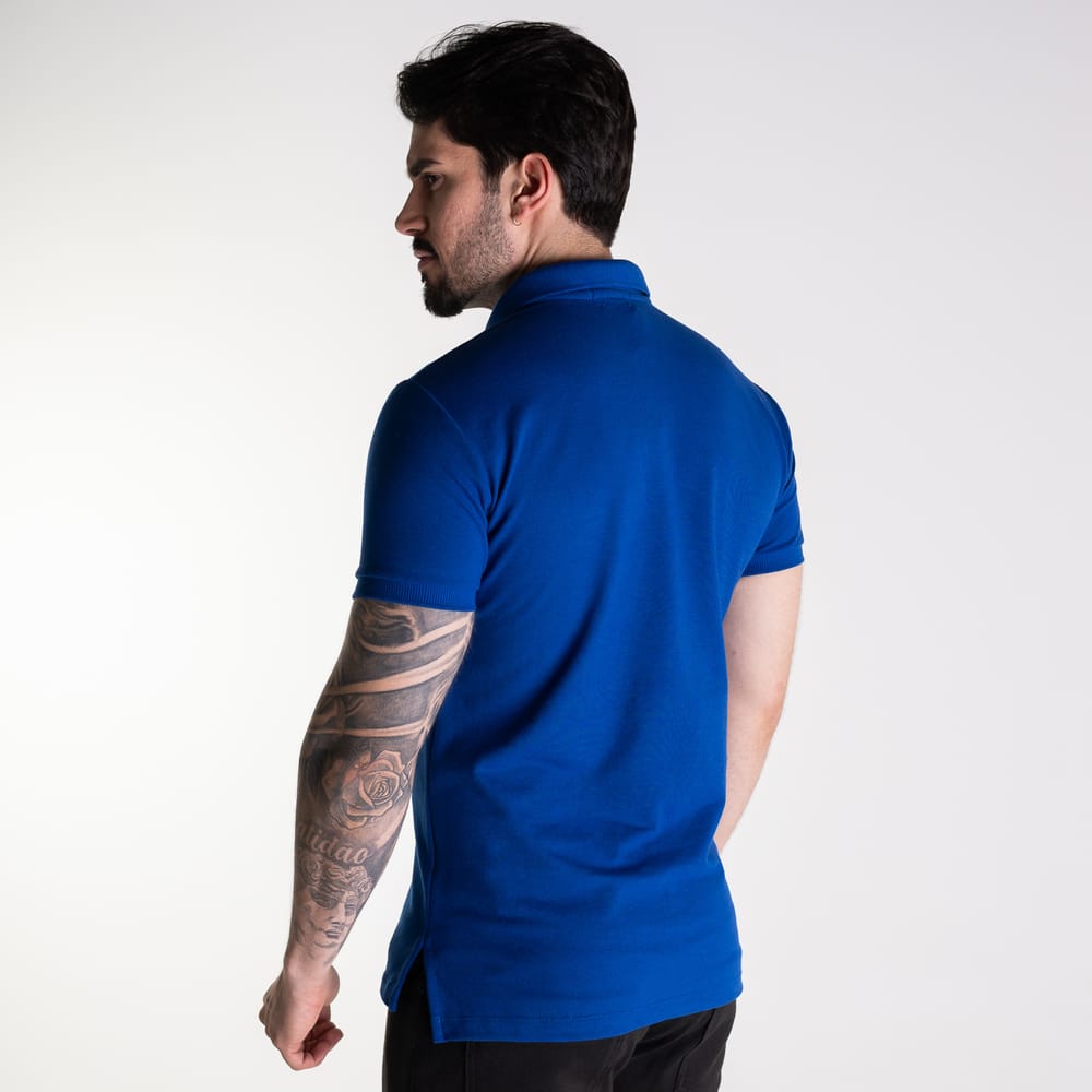 Camiseta Tipo Polo Azul Rey Clasica - Norva Select
