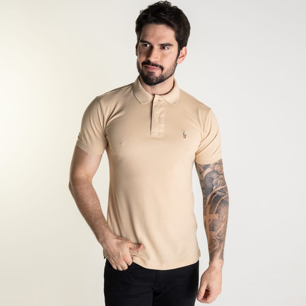 Camiseta Tipo Polo Beige Rain - Norva Select