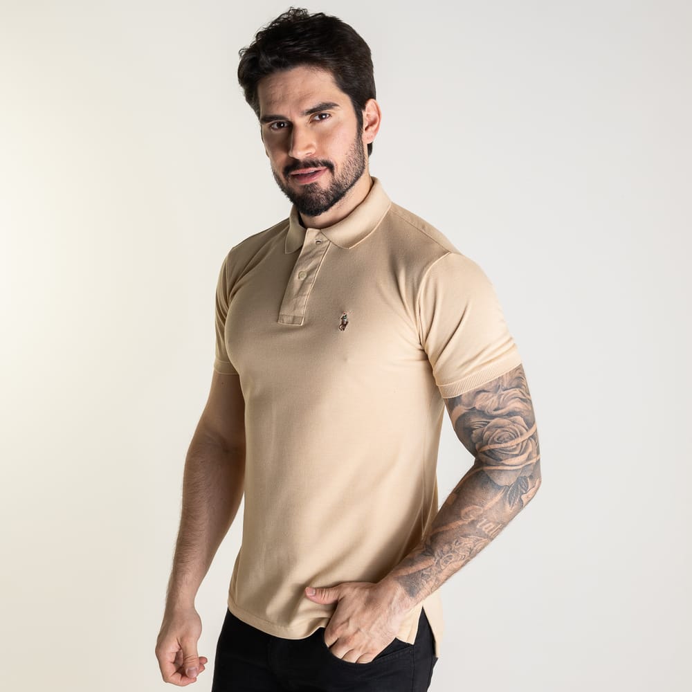 Camiseta Tipo Polo Beige Rain - Norva Select