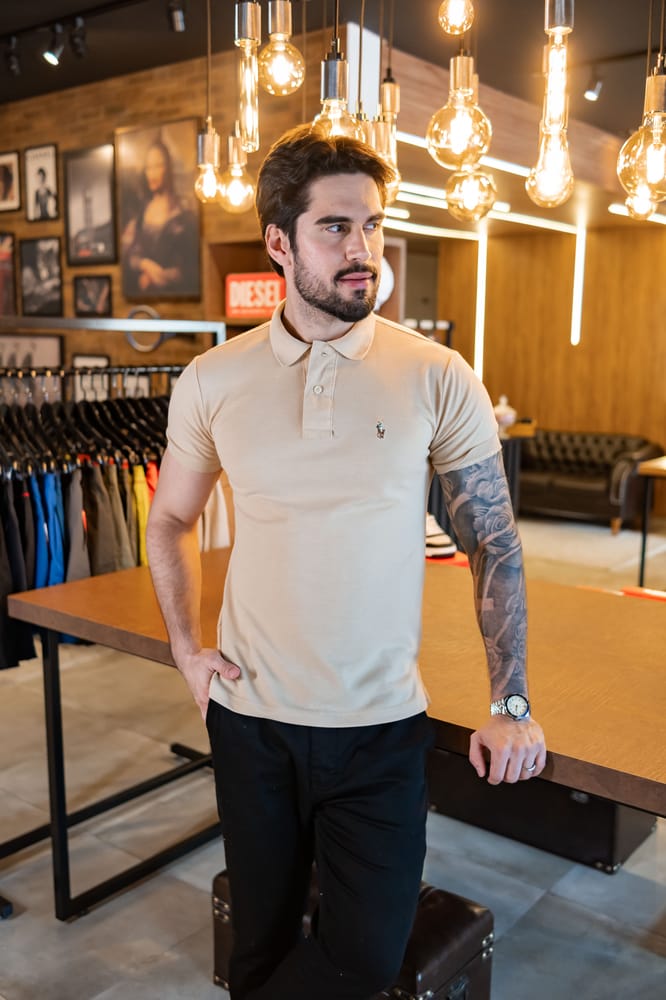 Camiseta Tipo Polo Beige Rain - Norva Select