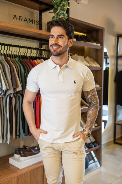 Camiseta Tipo Polo Blanca Clasica - Norva Select