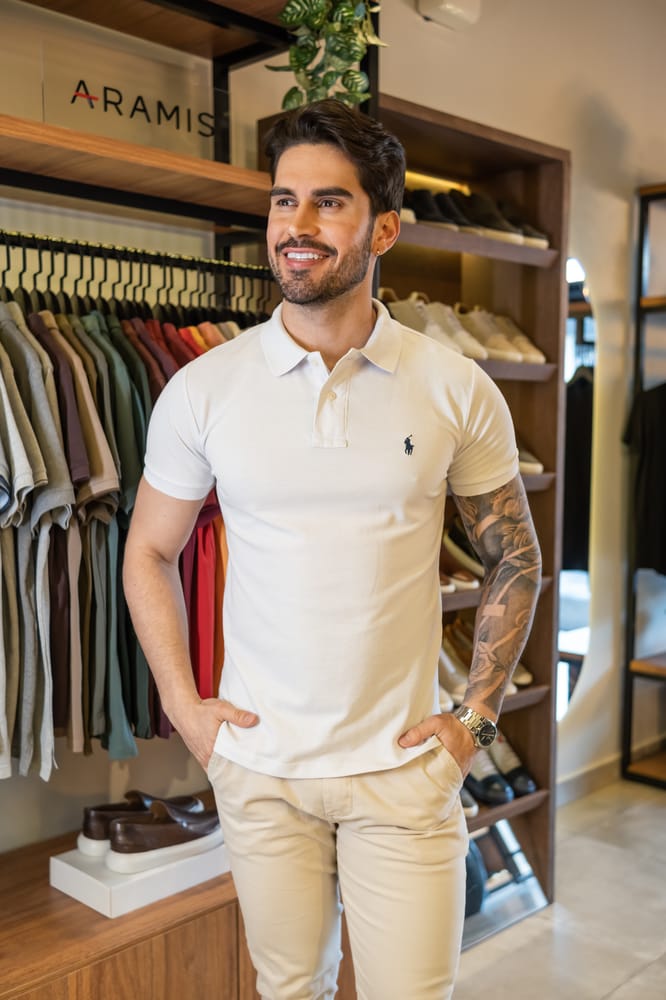 Camiseta Tipo Polo Blanca Clasica - Norva Select