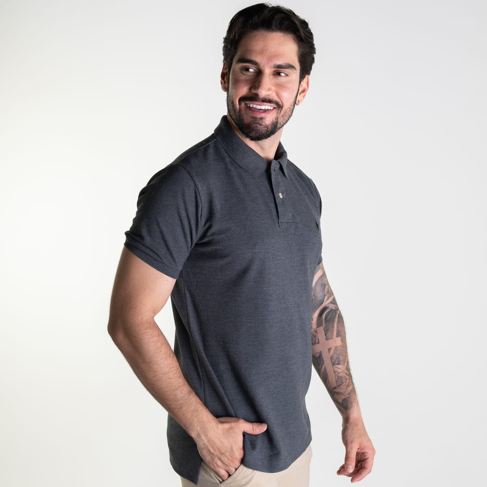 Camiseta Tipo Polo Gris Raton Clasica - Norva Select