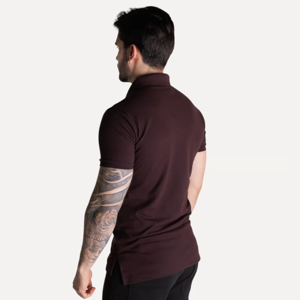 Camiseta Tipo Polo Marron Clasica - Norva Select