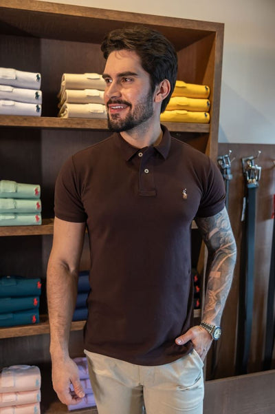 Camiseta Tipo Polo Marron Rain - Norva Select
