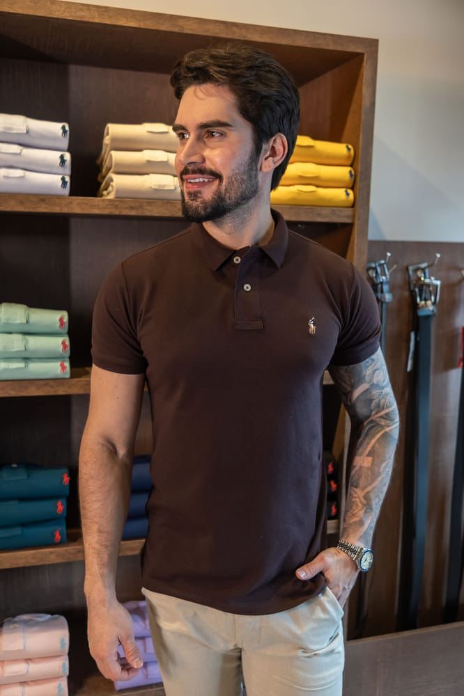 Camiseta Tipo Polo Marron Rain - Norva Select
