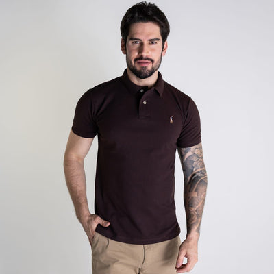 Camiseta Tipo Polo Marron Rain - Norva Select