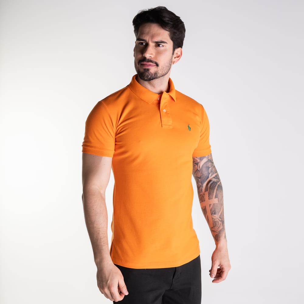 Camiseta Tipo Polo Naranja Clasica - Norva Select