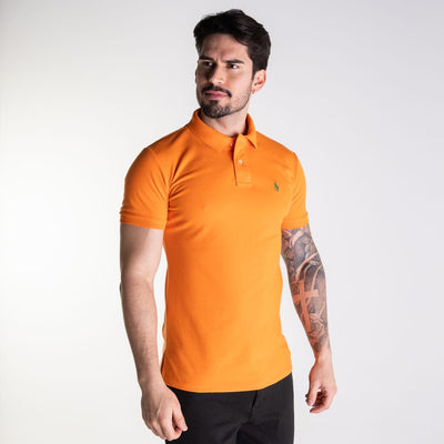 Camiseta Tipo Polo Naranja Clasica - Norva Select