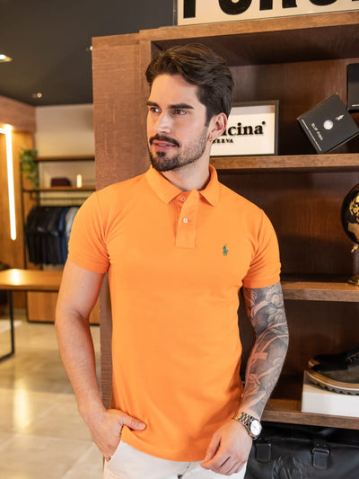 Camiseta Tipo Polo Naranja Clasica - Norva Select