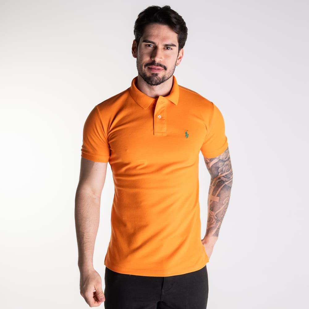 Camiseta Tipo Polo Naranja Clasica - Norva Select