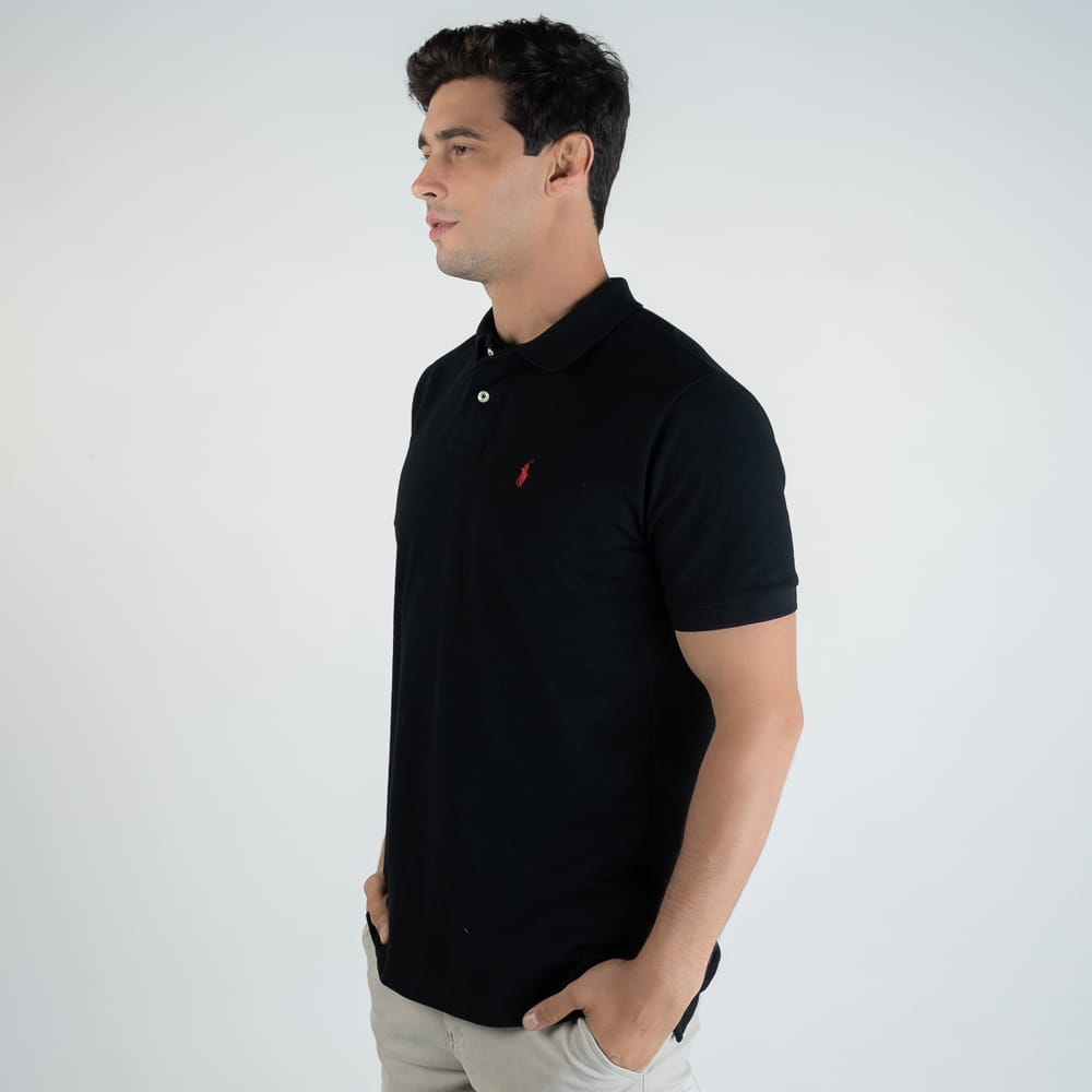 Camiseta Tipo Polo Negra Clasica - Norva Select