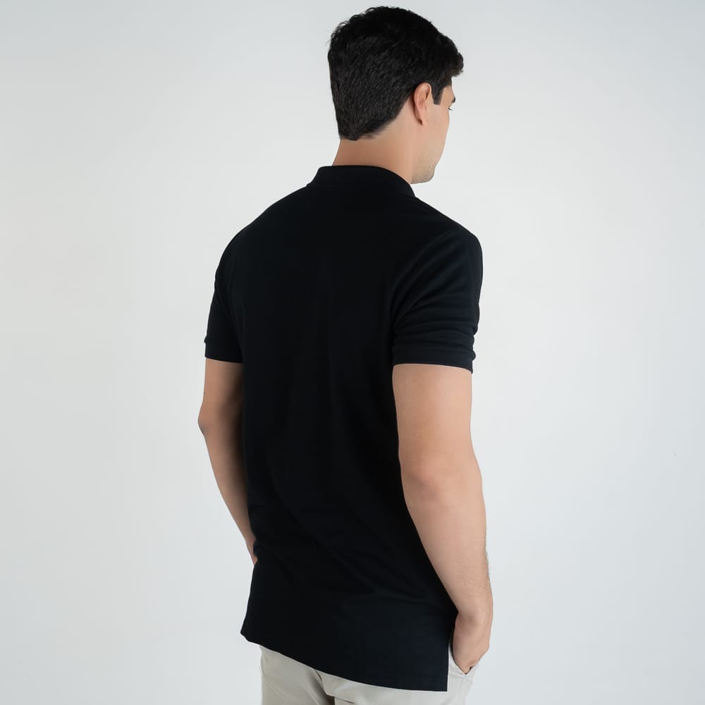 Camiseta Tipo Polo Negra Clasica - Norva Select