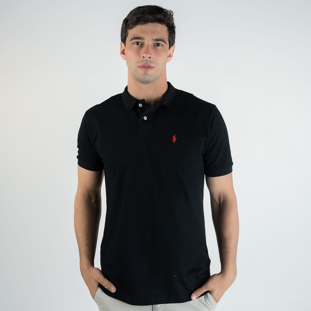 Camiseta Tipo Polo Negra Clasica - Norva Select