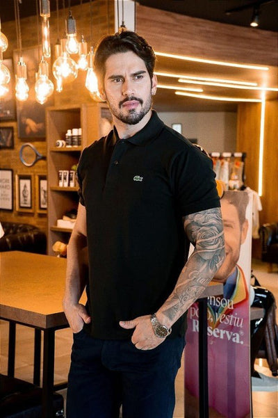 Camiseta Tipo Polo Negra LC - Norva Select