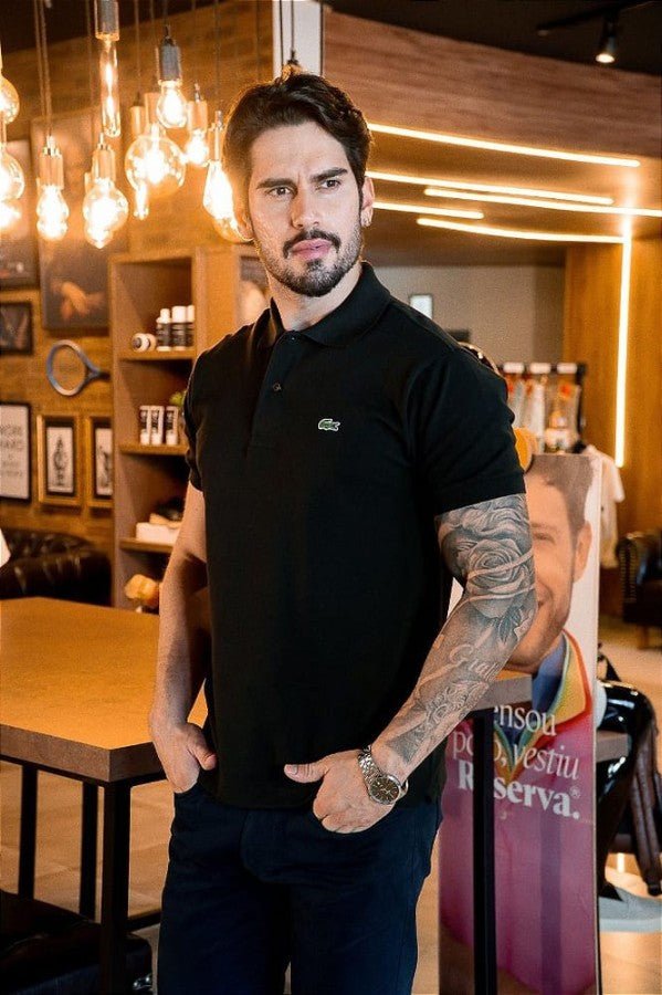 Camiseta Tipo Polo Negra LC - Norva Select