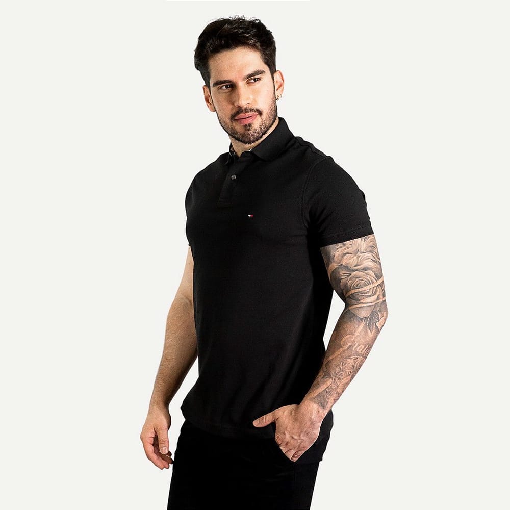 Camiseta Tipo Polo Negra TM - Norva Select