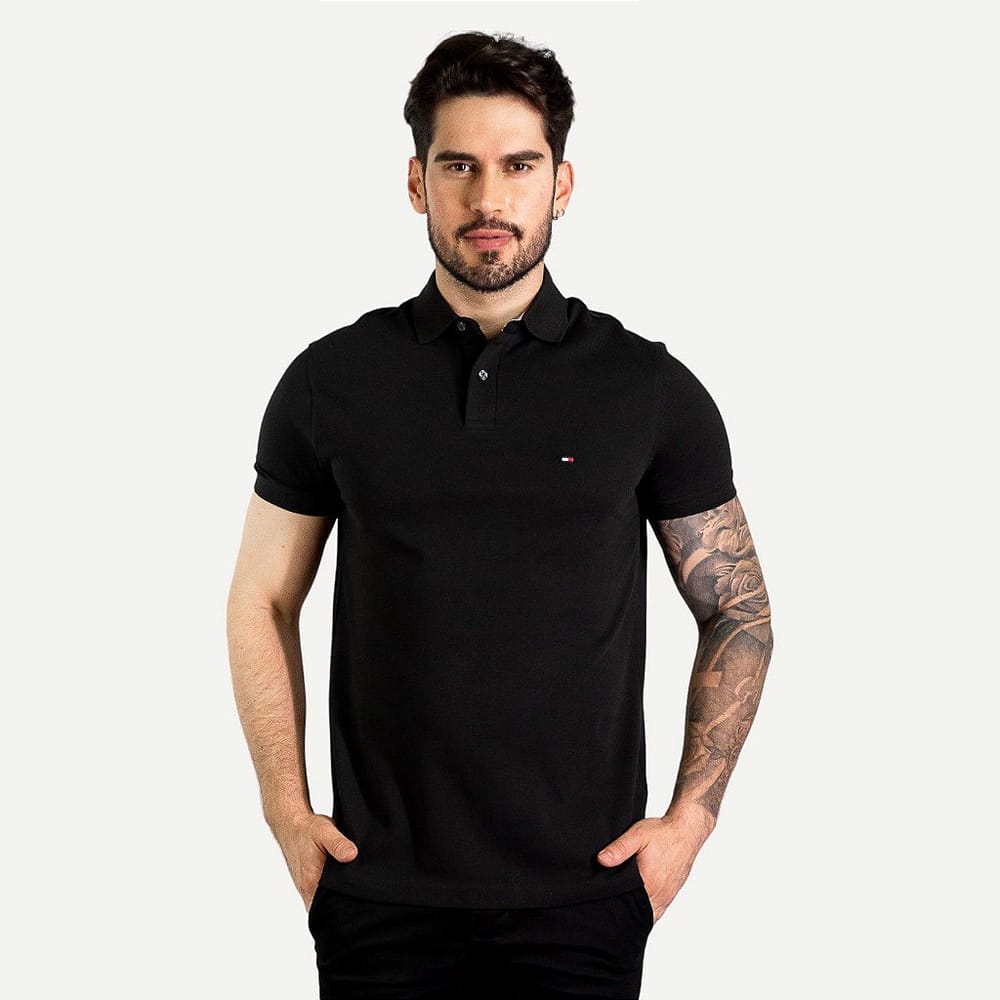 Camiseta Tipo Polo Negra TM - Norva Select