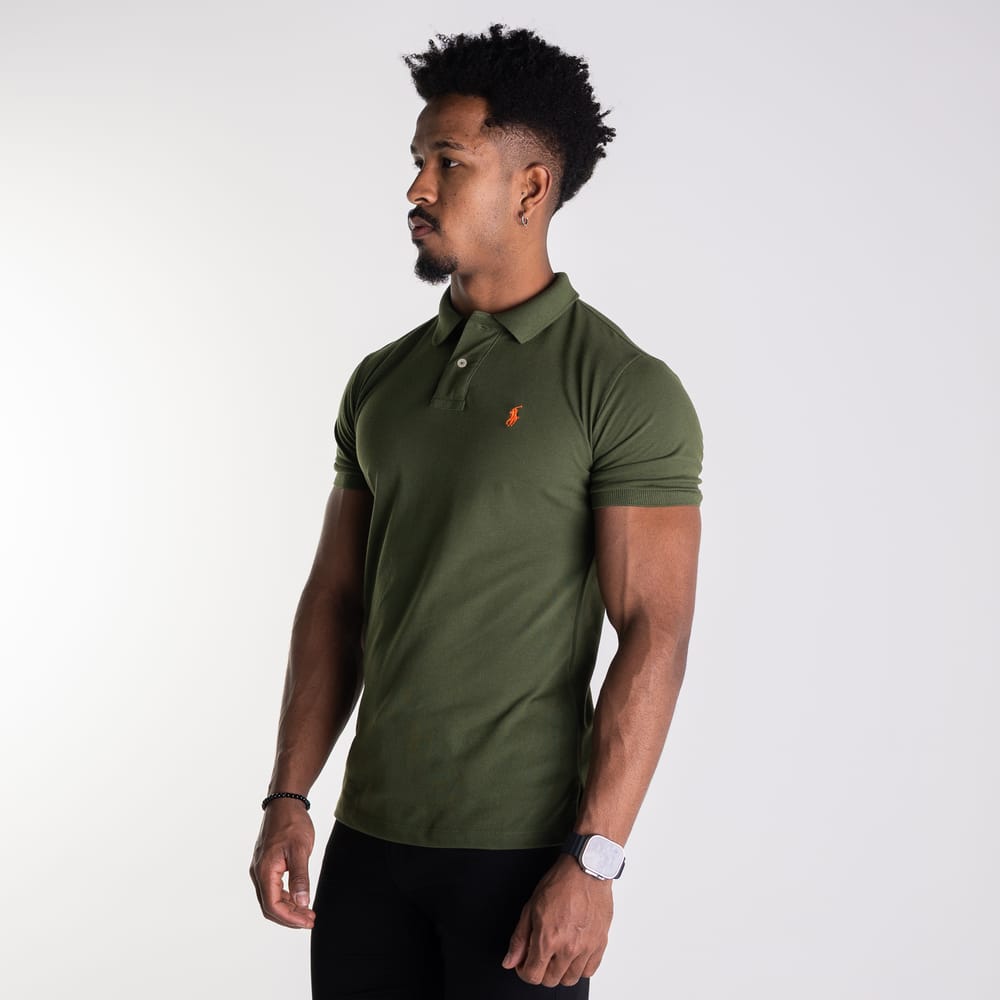 Camiseta Tipo Polo Verde Militar Clasica - Norva Select
