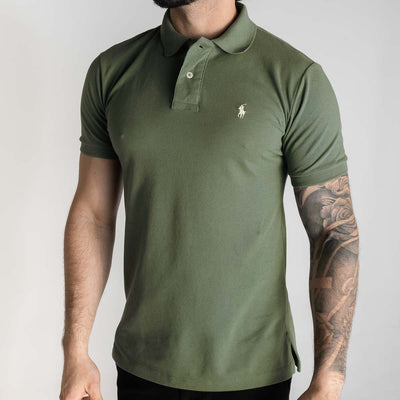 Camiseta Tipo Polo Verde Olivo Clasica - Norva Select