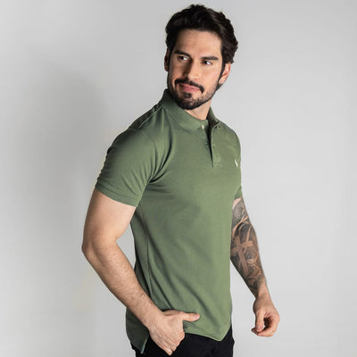 Camiseta Tipo Polo Verde Olivo Clasica - Norva Select