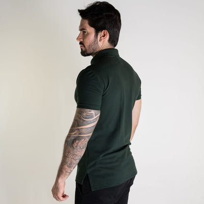 Camiseta Tipo Polo Verde Oscuro Clasica - Norva Select